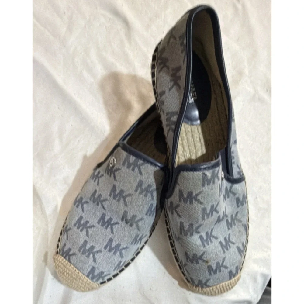 Michael Kors Logo Canvas Slip-On Women's Flats Blue Size 9 Medium